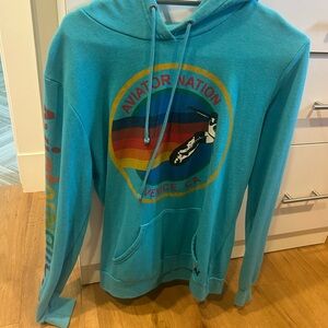 Aviator Nation Turquoise Hoodie size medium